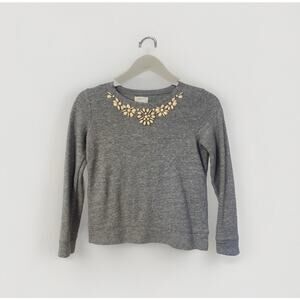 Crew Cuts Girls Beaded Necklace Crew Sweater Gray Beige Size 8 Formal Dressy